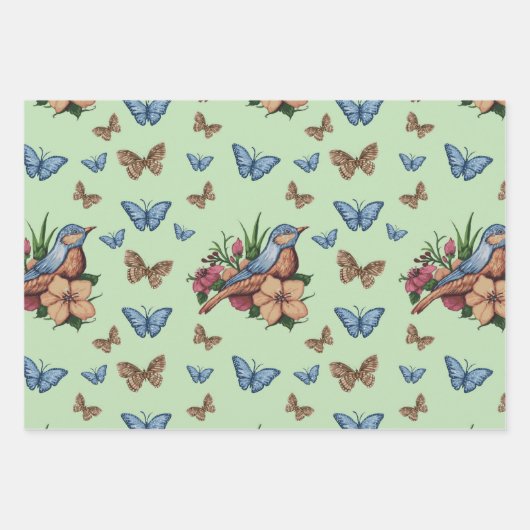 Jeden Anlaß Vögel und Blume Geschenkpapier Set (Vorderseite 3)