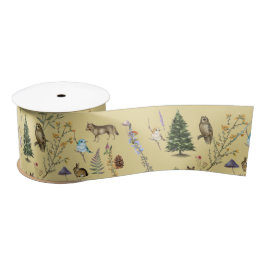Jeden Anlaß Woodland Tiere Pflanze Gold Satinband