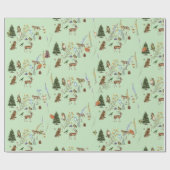 Jeden Anlaß Woodland Tiere Pflanze Sage Green Geschenkpapier (Flach)