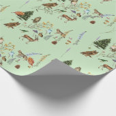 Jeden Anlaß Woodland Tiere Pflanze Sage Green Geschenkpapier (Ecke)