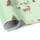 Jeden Anlaß Woodland Tiere Pflanze Sage Green Geschenkpapier (Rolleneckpunkt)