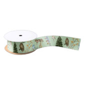 Jeden Anlaß Woodland Tiere Pflanze Sage Green Satinband (Spule)