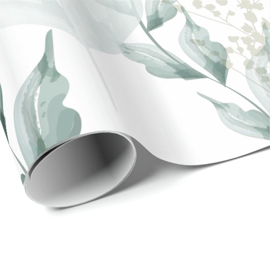 Jeden Anlaß Wrapping Grayed Jade Green Botanic Geschenkpapier (Rolleneckpunkt)