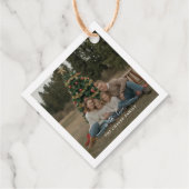 Jeden Augenblick Modernes Weihnachtsfest-Foto Geschenkanhänger (Rückseite)