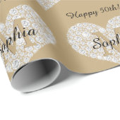 Jeden Geburtstag, Diamantenherz, Goldmonogramm, Na Geschenkpapier (Rolleneckpunkt)