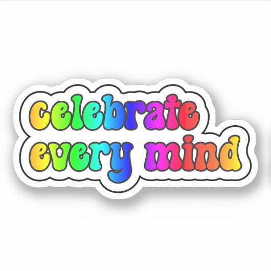jeden Geist feiern Rainbow Neurodiversity Aufkleber (Vorderseite)