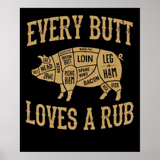 Jeden Hintern Lieben ein gutes Rub Funny Pig Schwe Poster (Vorne)