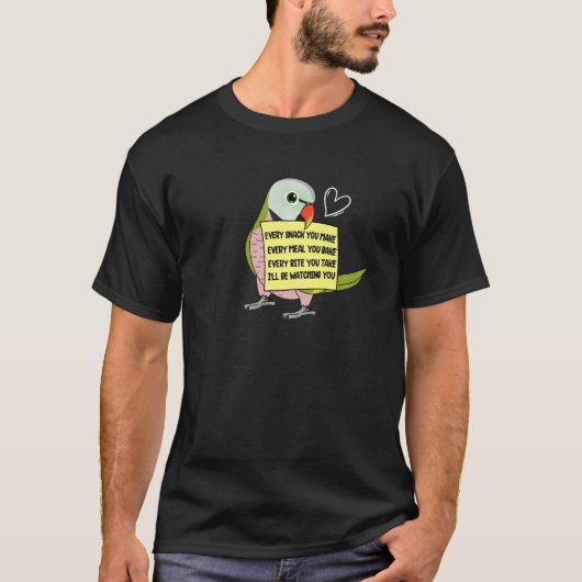 Jeden Imbiss essen oder bissig ich Mustache Parake T-Shirt (Vorderseite)
