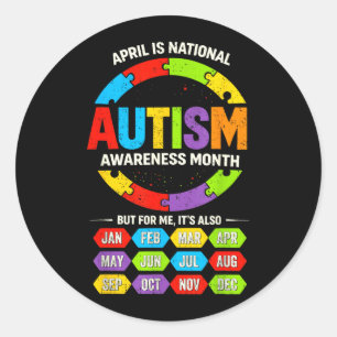 Jeden Monat Autismus-Bewusstsein Autistische Unter Runder Aufkleber