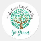 Jeden Tag der Erde umweltfreundlich machen Runder Aufkleber (Vorderseite)