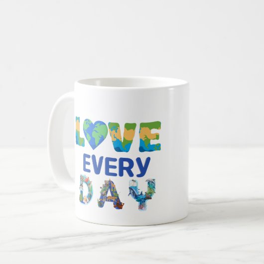Jeden Tag die Liebe Kaffeetasse (Vorderseite Links)