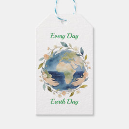 Jeden Tag Earth Day Blumen-Globus mit Händen Geschenkanhänger