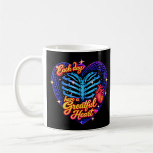 Jeden Tag ein dankbares Herz Skelett Herz Kaffeetasse