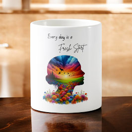 Jeden Tag ein frischer Start farbenfrohe Mindscape Kaffeetasse