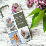 Jeden Tag ein glücklicher Tag 4 Foto Initialen Grü Case-Mate iPhone Hülle<br><div class="desc">Personalisiertes Telefongehäuse für iPhone 12 pro max und viele andere Modelle. Das Design beinhaltet eine individuelle Collage mit 4 Ihrer Lieblings-Fotos, Ihrem Namen und der positiven Formulierung "Jeden Tag ist ein glücklicher Tag". Die Fotovorlage ist für Sie bereit, um Ihre Fotos, die in quadratisch / instagram und senkrechten Protrait-Formaten angezeigt...</div>