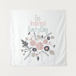 Jeden Tag Inspiriert werden Botanische Blume rosa Wandteppich