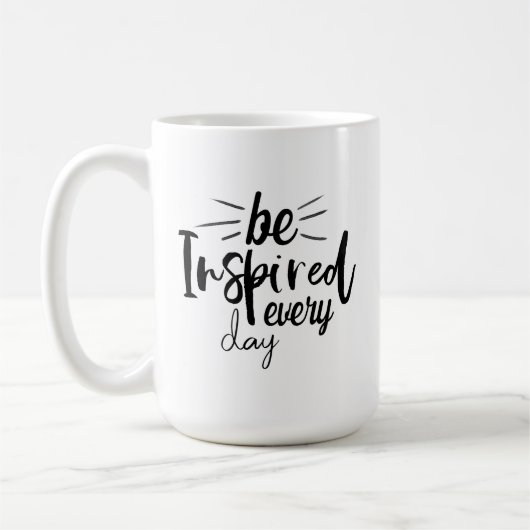 Jeden Tag Inspiriert werden Kaffeetasse (Links)