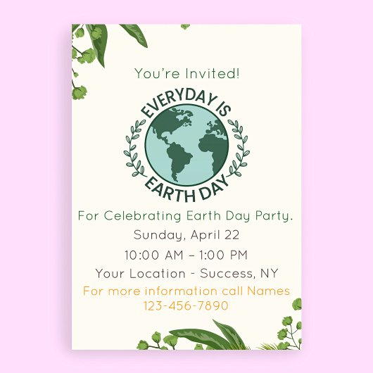 Jeden Tag Ist Earth Day Party Veranstaltungseinlad Flyer