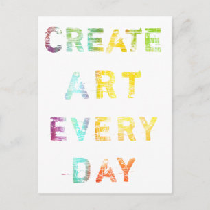 Jeden Tag Kunst kreieren Postkarte
