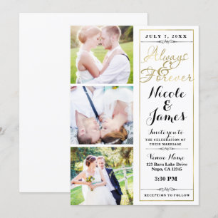 JEDENFALLS & FROVER Moderne 3-Foto-Goldhochzeit Einladung
