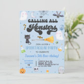 JEDER AGE spooktacular Halloween Junge blau einlad Einladung (Stehend Vorderseite)