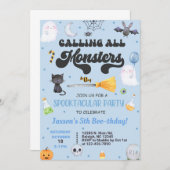 JEDER AGE spooktacular Halloween Junge blau einlad Einladung (Vorne/Hinten)