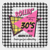 JEDER ALTER 90er karierten Hahnentrittmuster Gebur Quadratischer Aufkleber (Vorderseite)