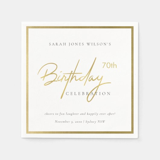 JEDER ALTER EINFACHER ELEGANTER GOLDTYPOGRAFIE BIR SERVIETTE (Vorderseite)