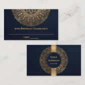 JEDER ALTER NAVY GOLD VERZIERT MANDALA 50. GEBURTS PLATZKARTE (Vorne/Hinten)