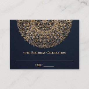 JEDER ALTER NAVY GOLD VERZIERT MANDALA 50. GEBURTS PLATZKARTE