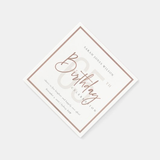 JEDER ALTER ROSE GOLD BLUSH PINK TYPOGRAPHY GEBURT SERVIETTE (Ecke)