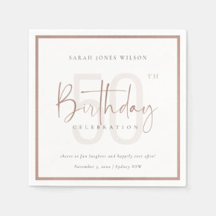 JEDER ALTER ROSE GOLD BLUSH PINK TYPOGRAPHY GEBURT SERVIETTE