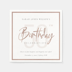 JEDER ALTER ROSE GOLD BLUSH PINK TYPOGRAPHY GEBURT SERVIETTE