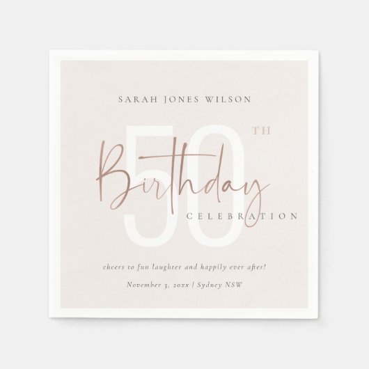 JEDER ALTER ROSE GOLD BLUSH PINK TYPOGRAPHY GEBURT SERVIETTE (Vorderseite)