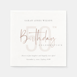 JEDER ALTER ROSE GOLD BLUSH PINK TYPOGRAPHY GEBURT SERVIETTE