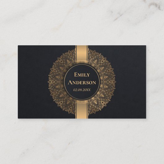 JEDER ALTERSSCHWARZE GOLD VERZIERT MANDALA 50. GEB PLATZKARTE (Rückseite)