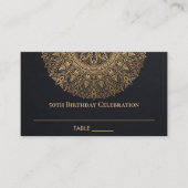 JEDER ALTERSSCHWARZE GOLD VERZIERT MANDALA 50. GEB PLATZKARTE (Vorderseite)