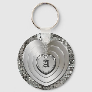 Jeder anfängliche Silver Hearts-Schlüsselanhäng Schlüsselanhänger