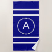 Jeder Anfangsbuchstabe, weißer Kettenkreis auf bla Strandtuch (Vorderseite)