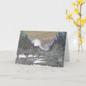 Jeder Anlass Grußkarte-Mond steigt über Bäume auf Karte (Gelbe Blume)