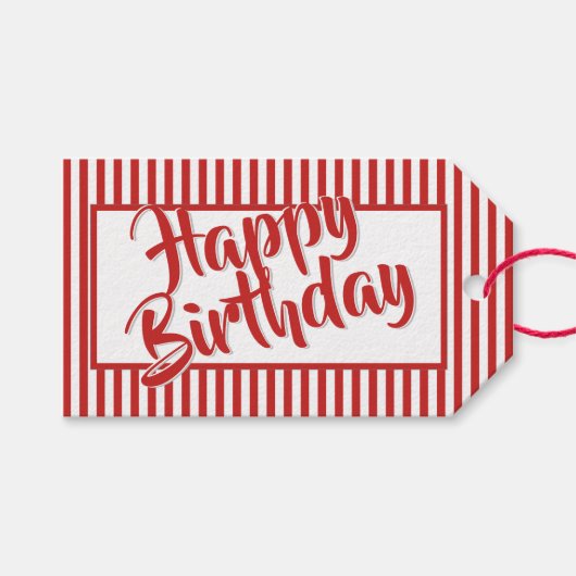 Jeder Anlass mit roten/weißen Streifen Geschenkanhänger (Vorderseite (Horizontal))