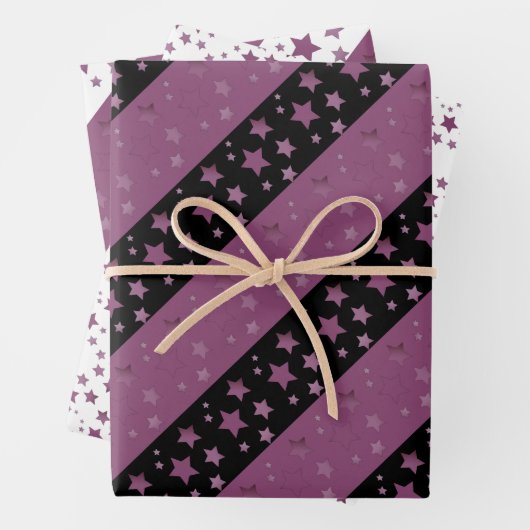 Jeder Anlass Plum Star Print Geschenkwrake Geschenkpapier Set (Beispiel)