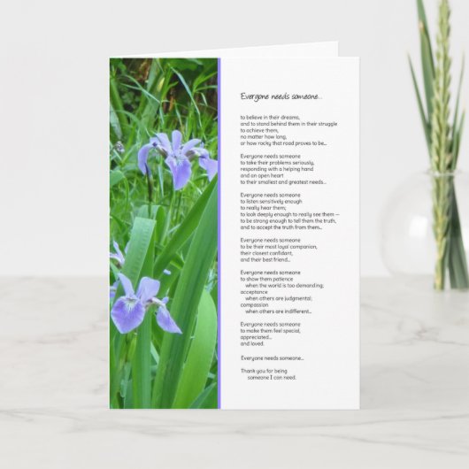 Jeder braucht jemanden... Freundschaft. Karte (Vorderseite)