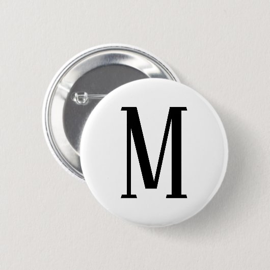 Jeder Buchstabe | Schwarz & Weiß oder DIY-Farben Button (Vorne & Hinten)