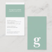Jeder Buchstabe, Simple Deluxe aqua green Visitenkarte (Vorne/Hinten)