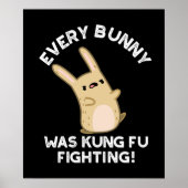 Jeder Bunny Kung Fu Kämpfen Rabbit Pun Dark BG Poster (Vorne)