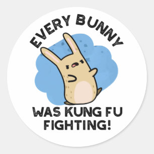 Jeder Bunny war Kung Fu kämpfen Funny Rabbit Pun Runder Aufkleber