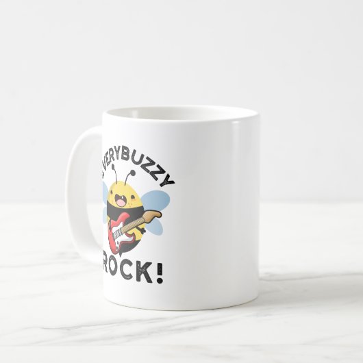 Jeder Buzzy Rock Funny Music Pun Kaffeetasse (Vorderseite Links)