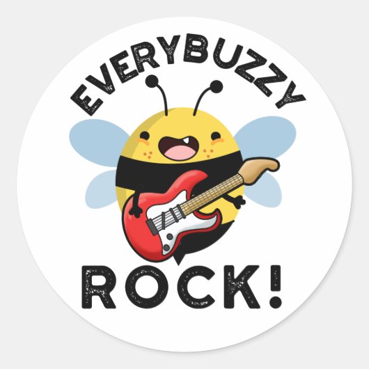 Jeder Buzzy Rock Funny Music Pun Runder Aufkleber (Vorderseite)