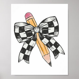 Jeder Coquette-Bogen Bleistift mit rosa Bogen zurü Poster